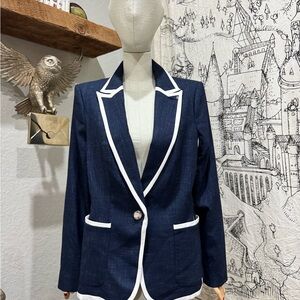 Tommy Hilfiger Blue and White Blazer Nautical-Inspired